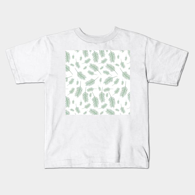 Palm leaves pattern Kids T-Shirt by Happy Mouse Studio